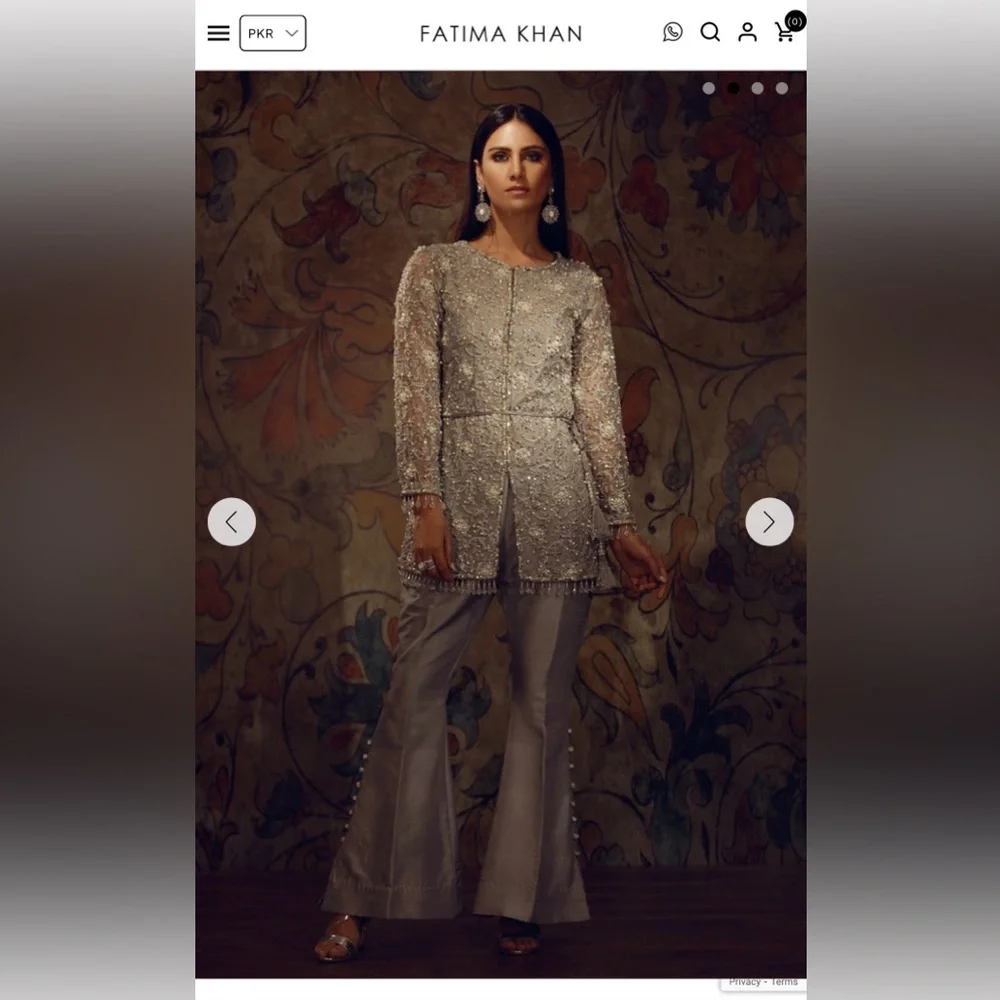 Fatima khan EMBROIDERED SILVER GREY shalwar kameez - Picture 3 of 13